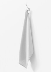 Hand towel png mockup transparent, hanging on a wall hook