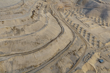 profiling process of benches and slopes in a stone quarry