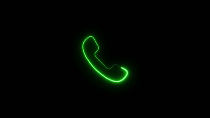 Naklejka premium Neon green glowing telephone receiver with smooth curved lines on a dark Generate title without using the word 