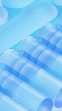 Abstract motion of light blue translucent sheets undulating softly, creating a soothing and minimalist geometric pattern