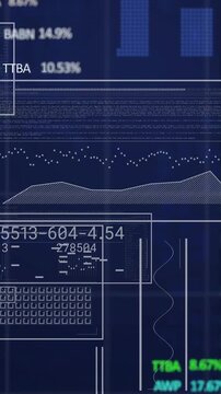 Vertical video: Data dashboard panels sliding, updating after pct labels flashing to show metrics