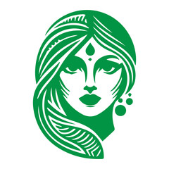 Fototapeta premium Green Goddess Portrait Icon