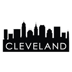 Obraz premium Cleveland skyline silhouette with the city name prominently displayed below