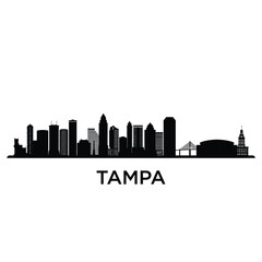 Obraz premium Silhouette of tampa skyline with city name prominently displayed below