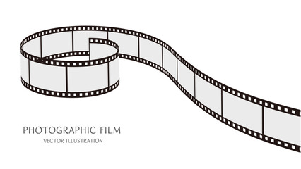 16:9の背景素材：ダイナミックな動きをした35mm写真フィルムのベクターイラストデータ