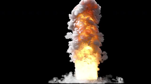 Fire explosion animation fiery blast with glowing embers