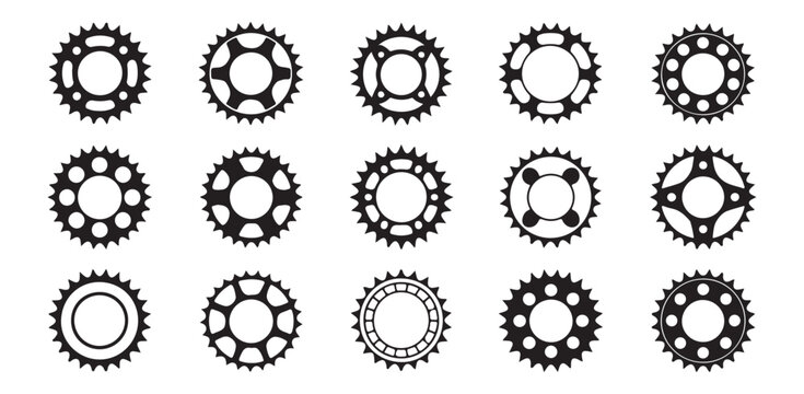 Gear sprocket collection isolated on white background industrial wheel vector icons