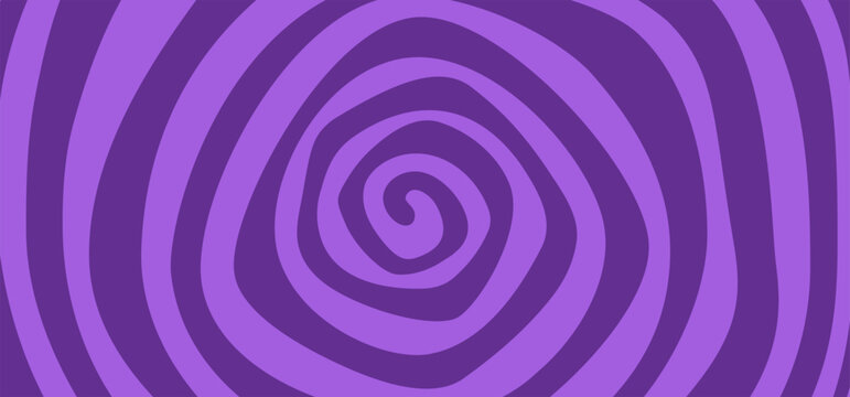 Purple Swirl Spiral Halloween Background. Vector Fun Spooky Pattern. Retro Psychedelic Hypnotic Circle Bg. Geometric Color Twirl Spiral.