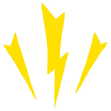 Yellow lightning bolts png, weather doodle, transparent background