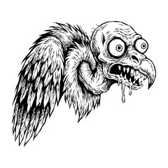 hand drawn illustration of a vulture vector