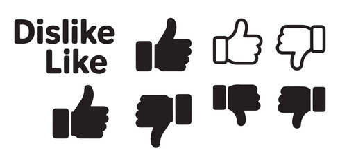 Dislike and like icons set. thumbs up, thumbs down, solid and outline vector illustration © MD.RAHIM