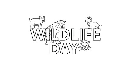 Obraz premium Wildlife Day Celebration with Animals in their Natural Habitat Illustration
