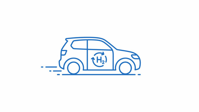 Hydrogen Fuel Cell Vehicle Icon Illustrating Sustainable Automotive Technology and Eco-Friendly