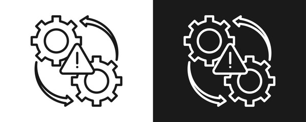 Operational Failures Icon Set Outline In White And Black Background