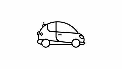 Fototapeta premium Minimalist Line Art Icon Depicting a Modern Compact Electric Car for Digital Mobility Concepts