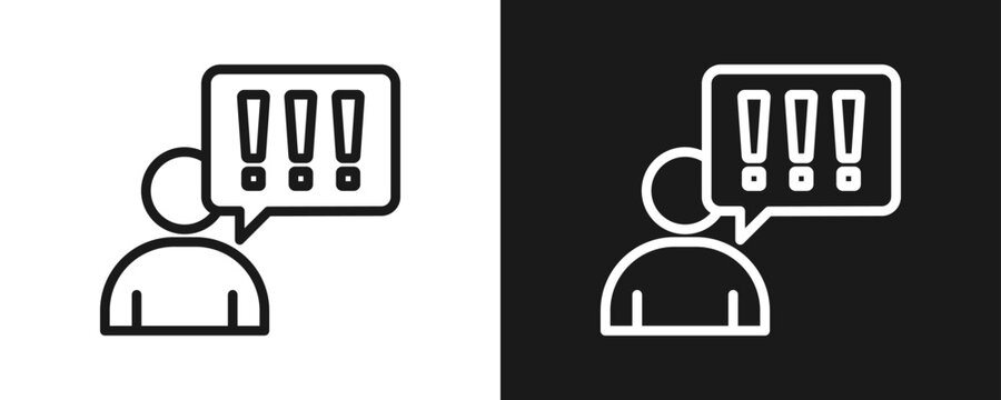 Complaint Icon Set Outline In White And Black Background