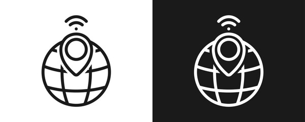 Ip Address Icon Set Outline In White And Black Background