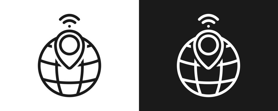Ip Address Icon Set Outline In White And Black Background