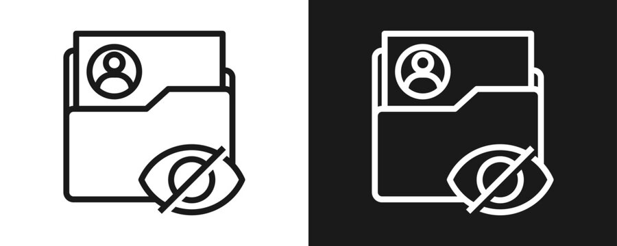 Sensitive Information Icon Set Outline In White And Black Background