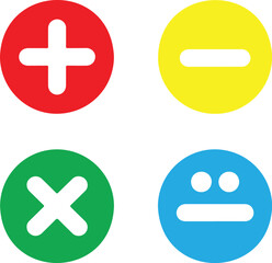 Obraz premium A set of four circular mathematical operation symbols in a minimalist design, arranged in a 2x2 grid.