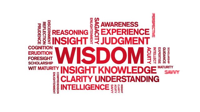 Wisdom animated word cloud-text design animation tag kinetic typography seamless loop.