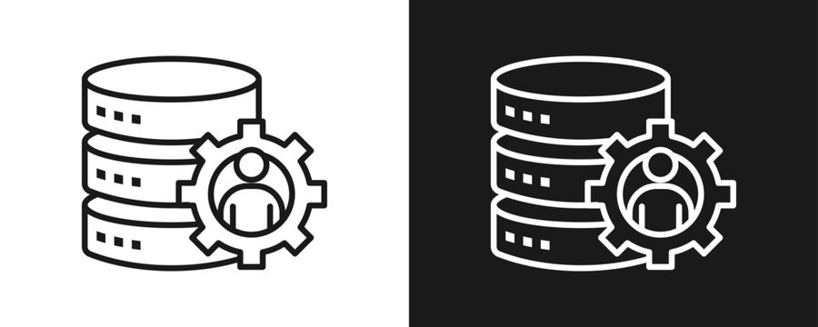 Database Administration Icon Set Outline In White And Black Background