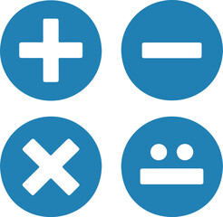Obraz premium A set of four circular mathematical operation symbols in a minimalist design, arranged in a 2x2 grid.