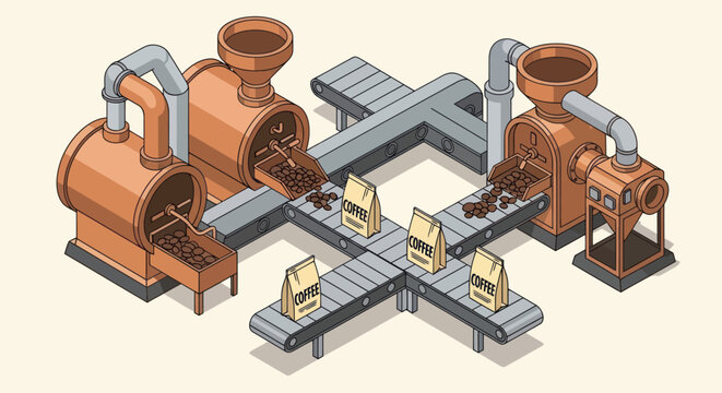 Industrial Machinery with Conveyer Belt System.