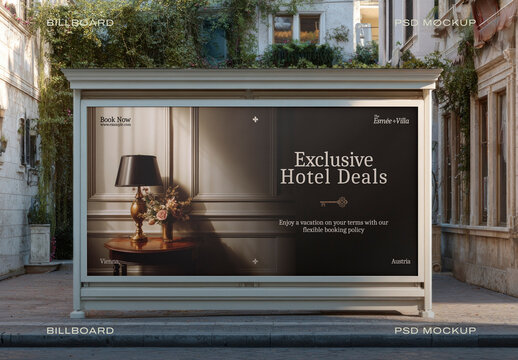 Elegant Hotel Billboard Mockup PSD