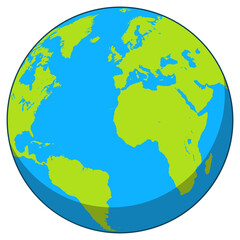 Simple Flat Style Earth Globe Illustration