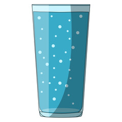 Flat Simple Drink Water Glass Refreshment Cold Liquid Illustration