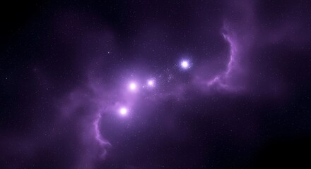 Fototapeta premium Purple Nebula with Bright Stars and Gas.