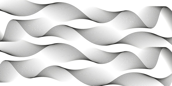 Abstract wave lines background, graphic thin curves design element, flow backdrop.