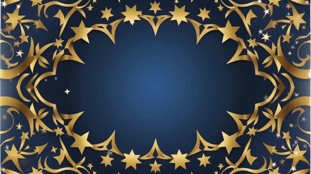 Festive golden frame border for video scenes.