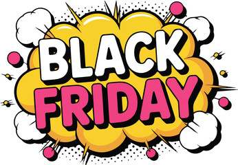 Black Friday Outline Sale Banner  Bold Typography with Cloud Shape and Doodles © Creative design