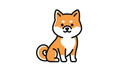 Obraz premium Cute Shiba Inu Dog Illustration Sitting Portrait