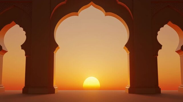 Sunset Through Archway Gateway at Dusk.