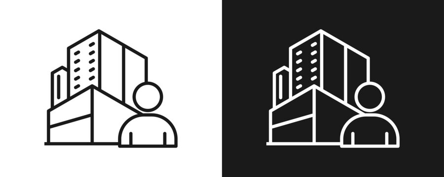 Company Icon Set Outline In White And Black Background
