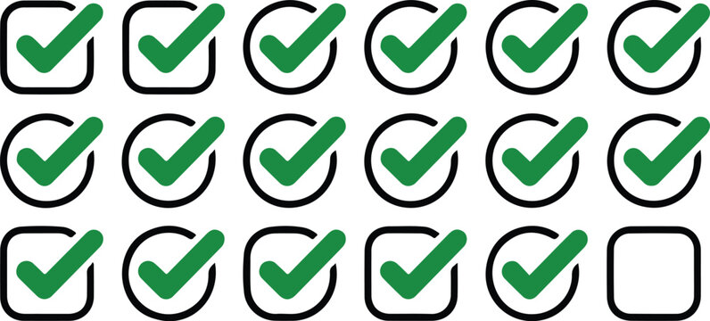 UI Checkbox Line Icon Set &ndash; Selected, Unselected, Indeterminate States for Forms and Lists