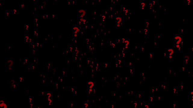 4k animation of a lot of red question mark moving on black screen background motion graphic effects.