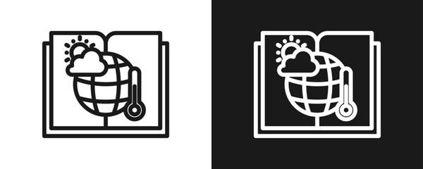 Climatology Icon Set Outline In White And Black Background