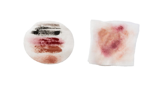 makeup remover cotton pads dirty isolated