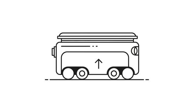 Minimalist line art icon of an automated guided vehicle or delivery robot for modern logistics