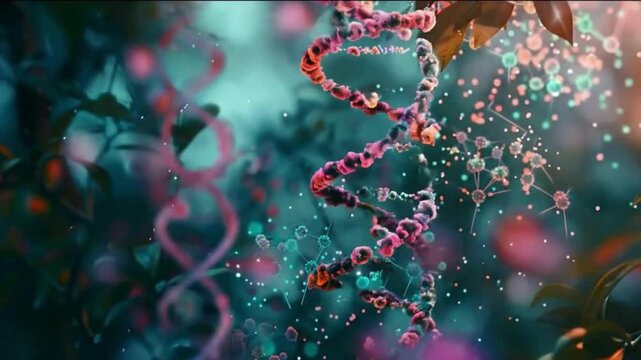 Bio-Cosmic Genomics Art | DNA Interwoven with Nature & Pathogens &ndash; Symbol of Life, Risk, and Resilience | Evolutionary Harmony: Where Genetics, Ecology, and Pandemic Awareness Converge
