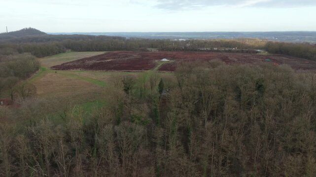 Aerial Establishing of Field Above Eben-Emael Fortress on a Winter Day