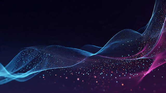 Abstract digital background representing big data and interconnectedness with flowing waves and particles
