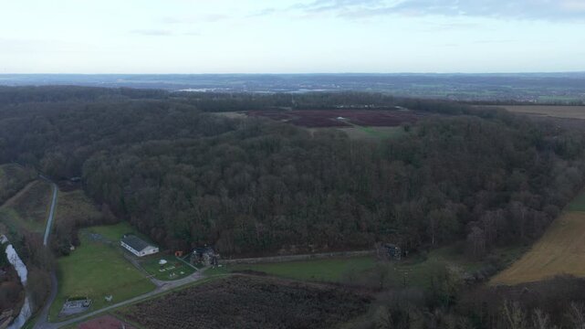 Eben-Emael Fortress and Landscape Aerial Dolly In