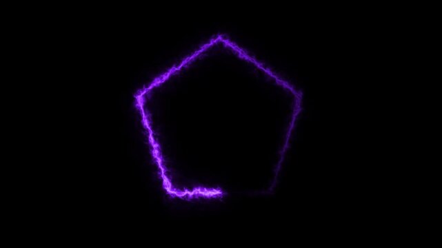 Abstract purple glowing pentagon outline loop