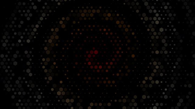 Glowing hexagon spiral abstract digital futuristic loop background suitable for tech presentations, virtual events, music videos, and dynamic visual backdrops.