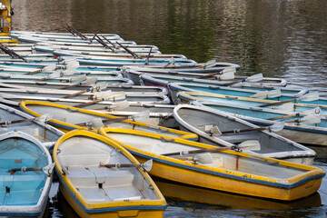 Rowing boats moored on a lake in Japan © Acres